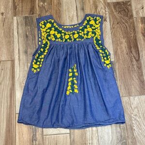 Spirit Dress Denim Embroidered Top